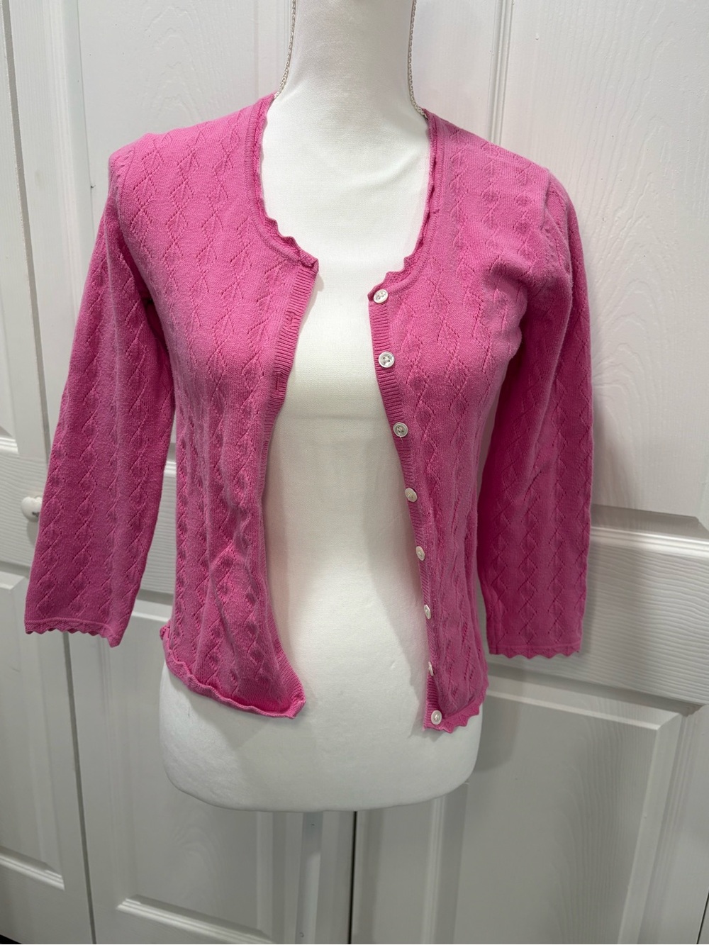 Lilly Pulitzer Hot Pink Scalloped Button Cardigan
